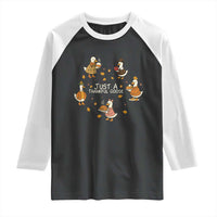 Just A Thankful Goose Raglan Shirt Funny Goose Turkey Thanksgiving Fall Season - Wonder Print Shop