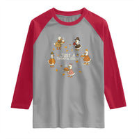 Just A Thankful Goose Raglan Shirt Funny Goose Turkey Thanksgiving Fall Season - Wonder Print Shop