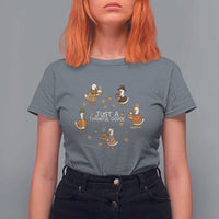 Just A Thankful Goose T Shirt For Women Funny Goose Turkey Thanksgiving Fall Season - Wonder Print Shop