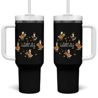 Just A Thankful Goose Tumbler With Handle Funny Goose Turkey Thanksgiving Fall Season - Wonder Print Shop