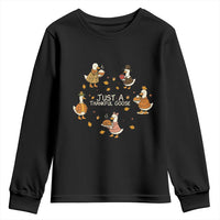 Just A Thankful Goose Youth Sweatshirt Funny Goose Turkey Thanksgiving Fall Season - Wonder Print Shop