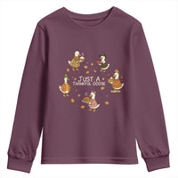 Just A Thankful Goose Youth Sweatshirt Funny Goose Turkey Thanksgiving Fall Season - Wonder Print Shop