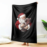 Funny Moo Deng Christmas Throw Blanket Santa Cute Hippo Zoo Meme Baby Pygmy - Wonder Print Shop