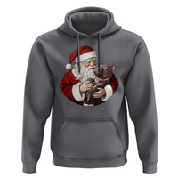 Funny Moo Deng Christmas Hoodie Santa Cute Hippo Zoo Meme Baby Pygmy