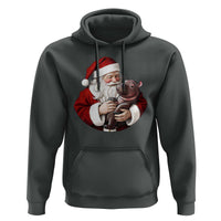 Funny Moo Deng Christmas Hoodie Santa Cute Hippo Zoo Meme Baby Pygmy