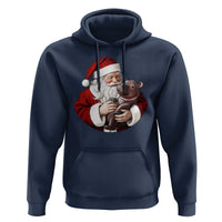 Funny Moo Deng Christmas Hoodie Santa Cute Hippo Zoo Meme Baby Pygmy