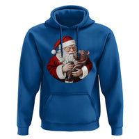 Funny Moo Deng Christmas Hoodie Santa Cute Hippo Zoo Meme Baby Pygmy