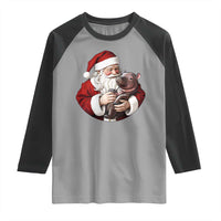 Funny Moo Deng Christmas Raglan Shirt Santa Cute Hippo Zoo Meme Baby Pygmy - Wonder Print Shop