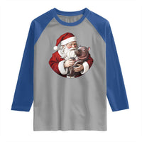 Funny Moo Deng Christmas Raglan Shirt Santa Cute Hippo Zoo Meme Baby Pygmy - Wonder Print Shop