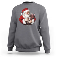 Funny Moo Deng Christmas Sweatshirt Santa Cute Hippo Zoo Meme Baby Pygmy - Wonder Print Shop