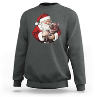 Funny Moo Deng Christmas Sweatshirt Santa Cute Hippo Zoo Meme Baby Pygmy - Wonder Print Shop