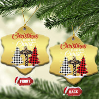 Christmas Begins With Christ Christmas Ornament Leopard Cross Plaid Xmas Tree - Wonder Print Shop