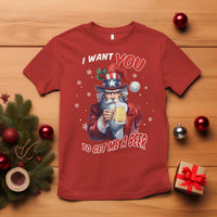 Funny Christmas Beer T Shirt I Want You To Get Me A Beer Santa Uncle Sam - Wonder Print Shop