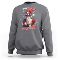 Funny Christmas Beer Sweatshirt I Want You To Get Me A Beer Santa Uncle Sam - Wonder Print Shop