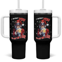 Funny Christmas Beer Tumbler With Handle I Want You To Get Me A Beer Santa Uncle Sam - Wonder Print Shop