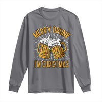 Funny Merry Drunk I'm Christmas Long Sleeve Shirt Vintage Beer Mugs Xmas