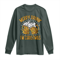 Funny Merry Drunk I'm Christmas Long Sleeve Shirt Vintage Beer Mugs Xmas