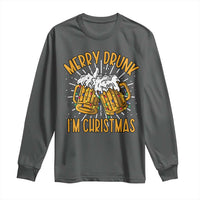 Funny Merry Drunk I'm Christmas Long Sleeve Shirt Vintage Beer Mugs Xmas