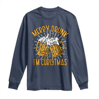 Funny Merry Drunk I'm Christmas Long Sleeve Shirt Vintage Beer Mugs Xmas