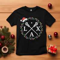 Funny Christmas Lacrosse Lax Stick Santa Hat T Shirt - Wonder Print Shop