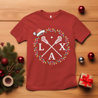 Funny Christmas Lacrosse Lax Stick Santa Hat T Shirt - Wonder Print Shop