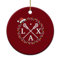 Funny Christmas Lacrosse Lax Stick Santa Hat Ceramic Ornament - Wonder Print Shop