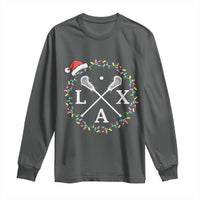 Funny Christmas Lacrosse Lax Stick Santa Hat Long Sleeve Shirt - Wonder Print Shop