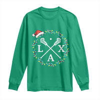Funny Christmas Lacrosse Lax Stick Santa Hat Long Sleeve Shirt - Wonder Print Shop