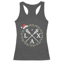 Funny Christmas Lacrosse Lax Stick Santa Hat Racerback Tank Top - Wonder Print Shop