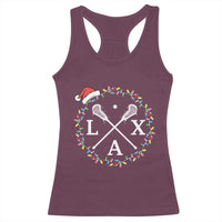 Funny Christmas Lacrosse Lax Stick Santa Hat Racerback Tank Top - Wonder Print Shop