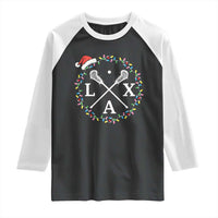 Funny Christmas Lacrosse Lax Stick Santa Hat Raglan Shirt - Wonder Print Shop