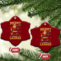Funny Christmas Lacrosse Ceramic Ornament Merry Laxmas Santa Lax Player - Wonder Print Shop
