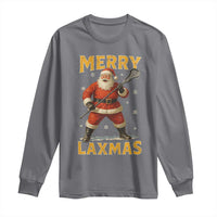 Funny Christmas Lacrosse Long Sleeve Shirt Merry Laxmas Santa Lax Player - Wonder Print Shop