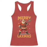 Funny Christmas Lacrosse Racerback Tank Top Merry Laxmas Santa Lax Player - Wonder Print Shop