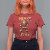 Funny Christmas Lacrosse T Shirt For Women Merry Laxmas Santa Lax Player - Wonder Print Shop