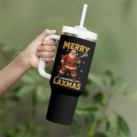 Funny Christmas Lacrosse Tumbler With Handle Merry Laxmas Santa Lax Player - Wonder Print Shop
