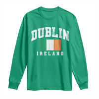 Dublin Ireland Flag Irish Retro Throwback Sports Design Long Sleeve Shirt