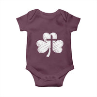 St Patricks Day Christian Religious Shamrock Cross Baby Onesie