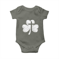 St Patricks Day Christian Religious Shamrock Cross Baby Onesie