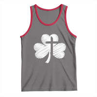 St Patricks Day Christian Religious Shamrock Cross Tank Top