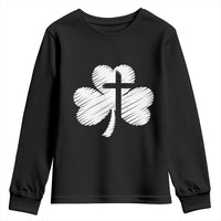 St Patricks Day Christian Religious Shamrock Cross Youth Sweatshirt