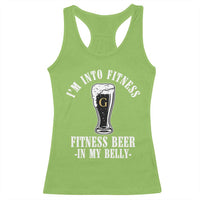 Funny Irish Stout Drinking Racerback Tank Top I Am Into Fitness Fitting Beer In My Belly