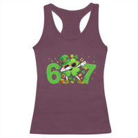 Funny Six Seven 67 St Patricks Day Dabbing Shamrock Racerback Tank Top