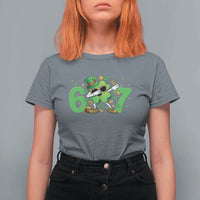 Funny Six Seven 67 St Patricks Day Dabbing Shamrock T Shirt For Women