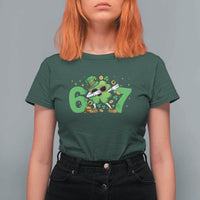 Funny Six Seven 67 St Patricks Day Dabbing Shamrock T Shirt For Women