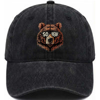 Sobriety Anniversary Sober Bear AA NA Recovery Washed Cotton Baseball Cap