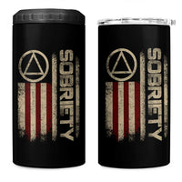 Sober AA NA Sobriety Anniversary 4 in 1 Can Cooler Tumbler Alcoholism Addiction Recovery Vintage American Flag