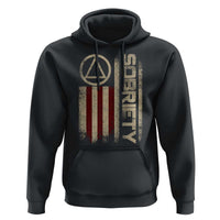 Sober AA NA Sobriety Anniversary Hoodie Alcoholism Addiction Recovery Vintage American Flag