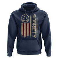Sober AA NA Sobriety Anniversary Hoodie Alcoholism Addiction Recovery Vintage American Flag