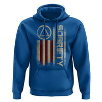 Sober AA NA Sobriety Anniversary Hoodie Alcoholism Addiction Recovery Vintage American Flag